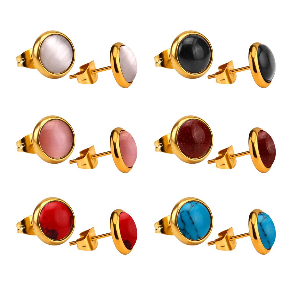 ASON Colorful Opal 6pairs/Box Earring Sets Stainless Steel Stud Earring Fashion Jewelry for Women Wholesale Party Daily asonjewelry